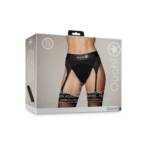 Ouch! - Wibrujące stringi z regulowanymi podwiązkami - XS/S Ouch! - Wibrujące stringi z regulowanymi podwiązkami - XS/S