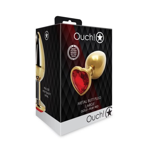 Ouch! - Metalowy korek analny - Serce - Duży Ouch! - Metalowy korek analny - Serce - Duży