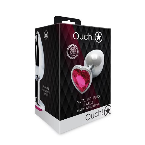 Ouch! - Metalowy korek analny - Serce - Duży Ouch! - Metalowy korek analny - Serce - Duży