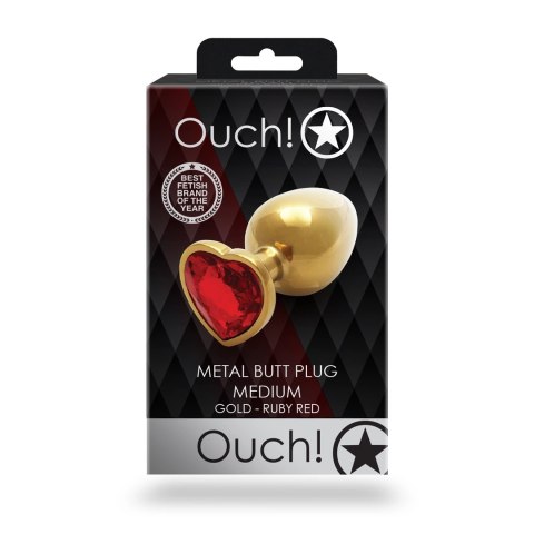 Ouch! - Metalowy korek analny - Serce - Średni Ouch! - Metalowy korek analny - Serce - Średni