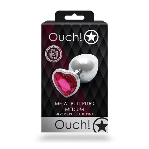 Ouch! - Metalowy korek analny - Serce - Średni Ouch! - Metalowy korek analny - Serce - Średni