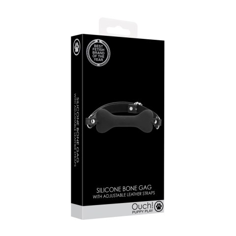 Ouch! - Silikonowy knebel z czarną kością Ouch! - Silikonowy knebel z czarną kością