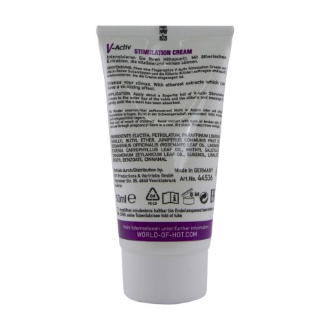 HOT V-Activ Krem dla kobiet stymulujący olejki eteryczne 50ml HOT V-Activ Krem dla kobiet stymulujący olejki eteryczne 50ml