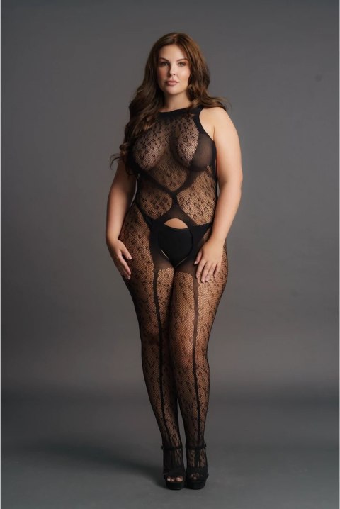 Le desir - Bodystocking Leopard z otwartym kroczem Plus Size Le desir - Bodystocking Leopard z otwartym kroczem Plus Size