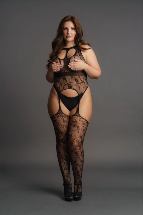 Le desir - Bodystocking na szelkach z zaokrąglonym dekoltem Plus Size Le desir - Bodystocking na szelkach z zaokrąglonym dekoltem Plus Size