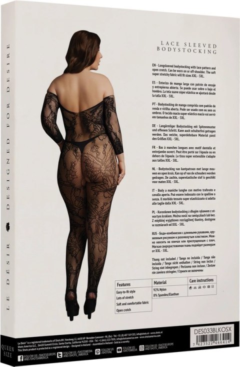 Le desir - Koronkowe bodystocking z otwartym kroczem Plus Size Le desir - Koronkowe bodystocking z otwartym kroczem Plus Size