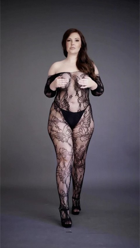 Le desir - Koronkowe bodystocking z otwartym kroczem Plus Size Le desir - Koronkowe bodystocking z otwartym kroczem Plus Size