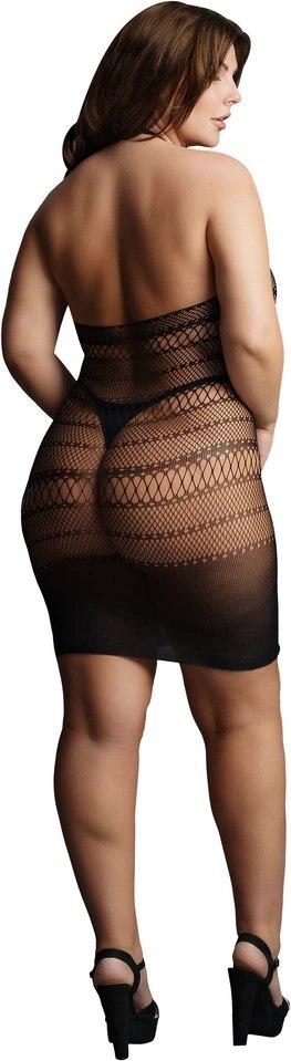 Le desir - Koronkowa mini sukienka z wysokim dekoltem Plus Size Le desir - Koronkowa mini sukienka z wysokim dekoltem Plus Size