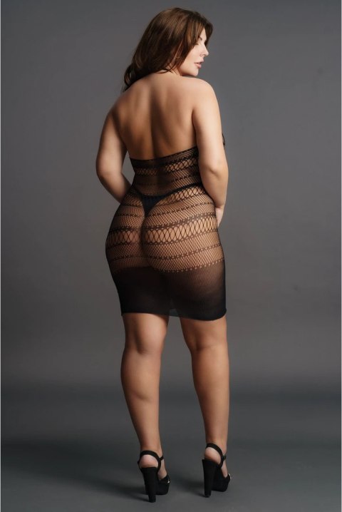 Le desir - Koronkowa mini sukienka z wysokim dekoltem Plus Size Le desir - Koronkowa mini sukienka z wysokim dekoltem Plus Size