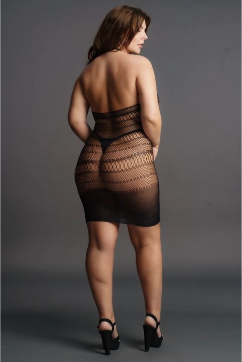 Le desir - Koronkowa mini sukienka z wysokim dekoltem Plus Size Le desir - Koronkowa mini sukienka z wysokim dekoltem Plus Size