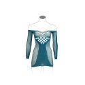 Le desir - Sukienka mini z długim rękawem i kontrastową siateczką S-XL