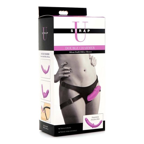 XR Brands - Podwójne dildo, silikonowe z uprzężą XR Brands - Podwójne dildo, silikonowe z uprzężą