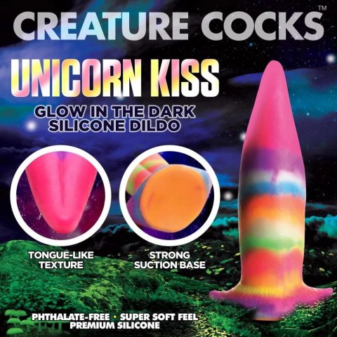 XR Brands - Silikonowe dildo świecące w ciemności - kucyk tęczowy XR Brands - Silikonowe dildo świecące w ciemności - kucyk tęczowy