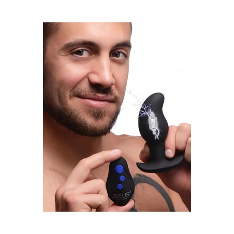XR Brands - Silikonowy masażer prostaty z wibracjami -elektroseks + pilot zdalnego sterowania XR Brands - Silikonowy masażer prostaty z wibracjami -elektroseks + pilot zdalnego sterowania