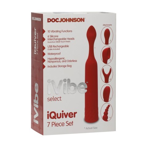 Doc Johnson - Mały wibrator z 6 wymiennymi końcówkami Doc Johnson - Mały wibrator z 6 wymiennymi końcówkami
