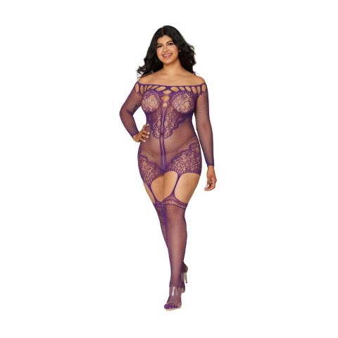 Dreamgirl - Siateczkowa sukienka z paskami do pończoch - plus size Dreamgirl - Siateczkowa sukienka z paskami do pończoch - plus size