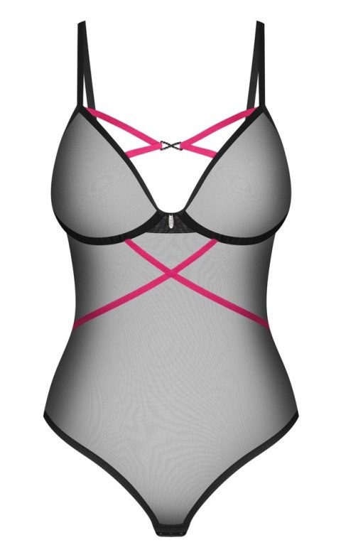 Obsessive - Seksowne Półprzezroczyste Body Z Różowymi Paseczkami Novenes XL/2XL Obsessive - Seksowne Półprzezroczyste Body Z Różowymi Paseczkami Novenes XL/2XL