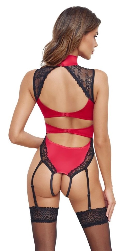 Cottelli LINGERIE - Seksowne Czerwone Body Z Delikatną Koronką Bez Krocza S Cottelli LINGERIE - Seksowne Czerwone Body Z Delikatną Koronką Bez Krocza S