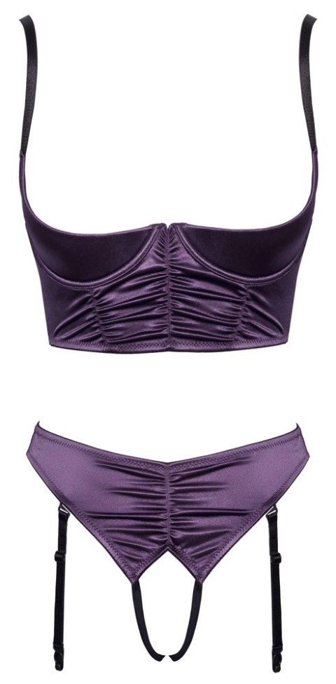 Cottelli LINGERIE - Seksowny Otwarty Biustonosz + Majteczki Z Paskami Do Pończoch Fioletowe 85C/L Cottelli LINGERIE - Seksowny Otwarty Biustonosz + Majteczki Z Paskami Do Pończoch Fioletowe 85C/L