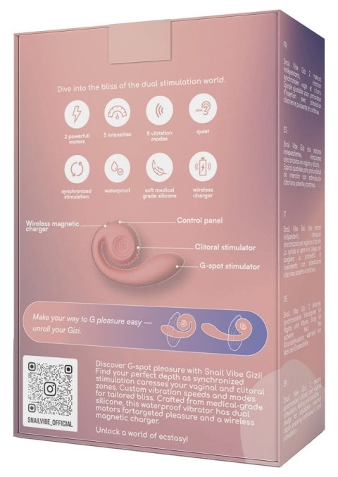 Snail Vibe - Wibrator Ślimak Zakrzywiony Ze Stymulacją Łechtaczki Gizi Brzoskwiniowy Snail Vibe - Wibrator Ślimak Zakrzywiony Ze Stymulacją Łechtaczki Gizi Brzoskwiniowy