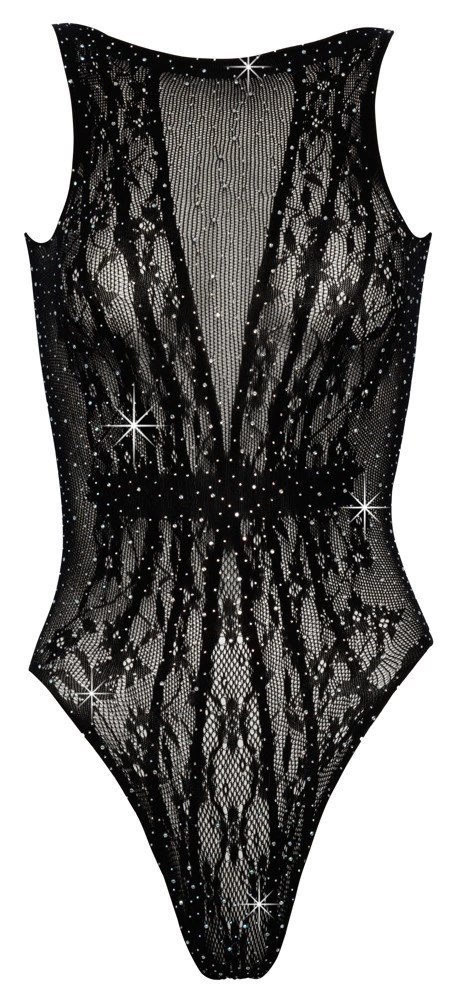 Fantasy by Cottelli Collection - Seksowne Czarne Body Z Kryształkami S-L Fantasy by Cottelli Collection - Seksowne Czarne Body Z Kryształkami S-L