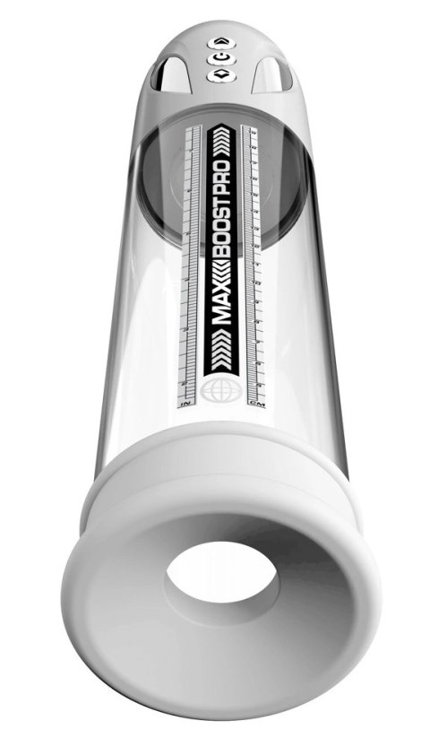 Pump Worx - Przezroczysta Pompka Do Penisa Wyświetlacz LED Max Pro Flow White Pump Worx - Przezroczysta Pompka Do Penisa Wyświetlacz LED Max Pro Flow White