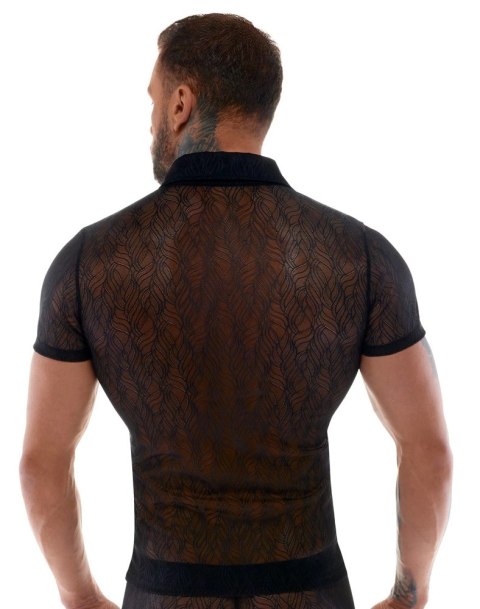 Svenjoyment - Seksowna Męska Koronkowa Koszulka Z Kołnierzykiem I Guzikami Czarna 2XL Svenjoyment - Seksowna Męska Koronkowa Koszulka Z Kołnierzykiem I Guzikami Czarna 2XL