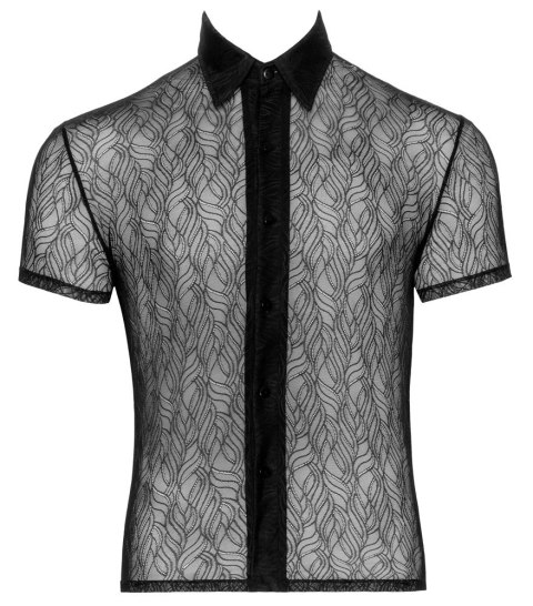 Svenjoyment - Seksowna Męska Koronkowa Koszulka Z Kołnierzykiem I Guzikami Czarna 2XL Svenjoyment - Seksowna Męska Koronkowa Koszulka Z Kołnierzykiem I Guzikami Czarna 2XL