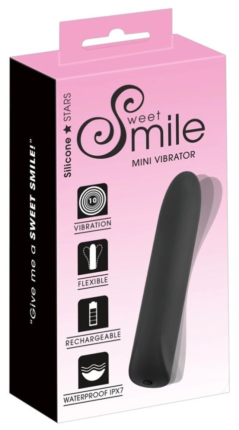 Sweet Smile - Mini Wibrator Czarny Silikonowy 12 cm Sweet Smile - Mini Wibrator Czarny Silikonowy 12 cm