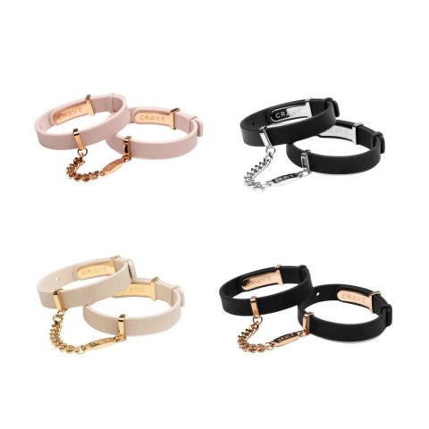 Crave - ID Cuffs - Mankiety skórzane pokryte 18k złotem Crave - ID Cuffs - Mankiety skórzane pokryte 18k złotem