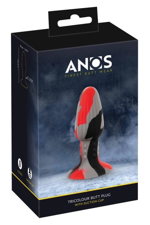 ANOS - Silikonowy Kolorowy Korek Analny Z Rowkami Do Stymulacji ANOS - Silikonowy Kolorowy Korek Analny Z Rowkami Do Stymulacji