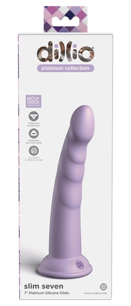 Dillio Platinum - Dildo Z Rowkami Stymulującymi I Żołędziem 19,7 cm Slim Seven Fioletowe Dillio Platinum - Dildo Z Rowkami Stymulującymi I Żołędziem 19,7 cm Slim Seven Fioletowe
