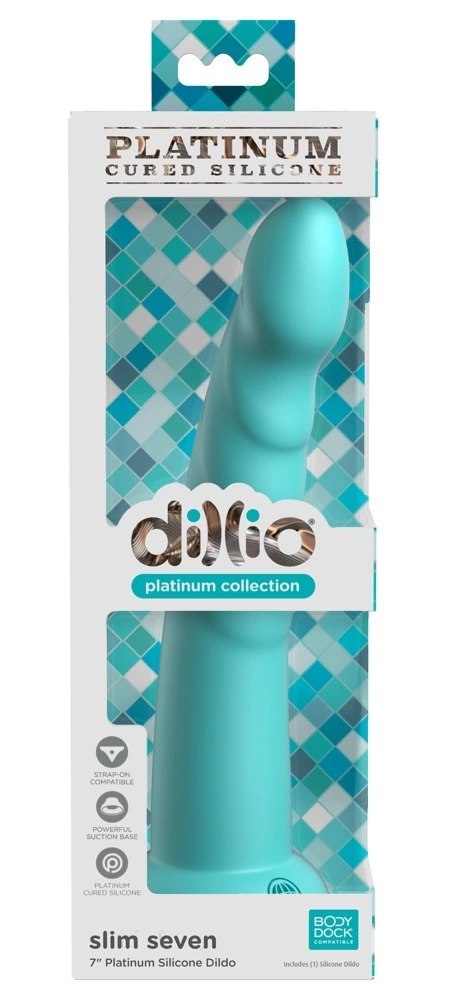 Dillio Platinum - Dildo Z Rowkami Stymulującymi I Żołędziem 19,7 cm Slim Seven Turkusowe Dillio Platinum - Dildo Z Rowkami Stymulującymi I Żołędziem 19,7 cm Slim Seven Turkusowe