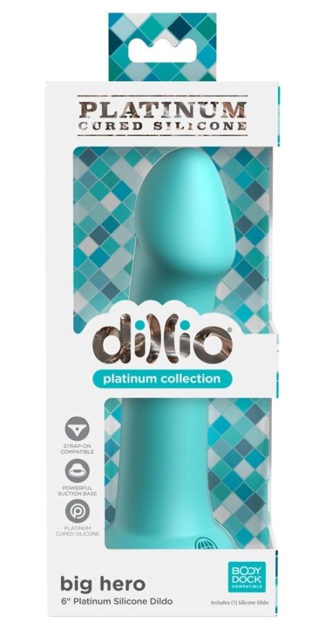 Dillio Platinum - Klasyczne Dildo Z Widocznym Żołędziem Big Hero 17,2 cm Turkusowe Dillio Platinum - Klasyczne Dildo Z Widocznym Żołędziem Big Hero 17,2 cm Turkusowe