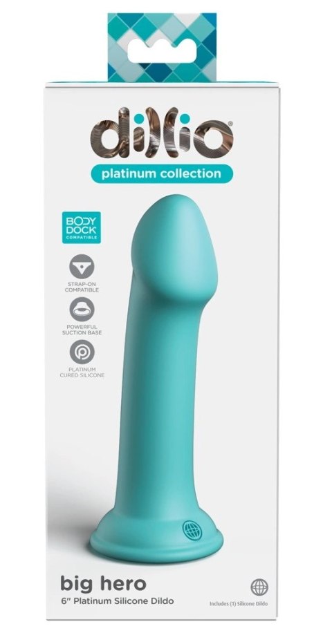 Dillio Platinum - Klasyczne Dildo Z Widocznym Żołędziem Big Hero 17,2 cm Turkusowe Dillio Platinum - Klasyczne Dildo Z Widocznym Żołędziem Big Hero 17,2 cm Turkusowe