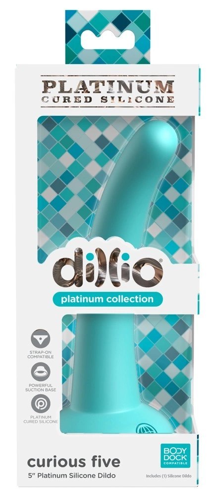 Dillio Platinum - Miękkie Silikonowe Dildo Zakrzywione Curious Five 14,6 cm Turkusowe Dillio Platinum - Miękkie Silikonowe Dildo Zakrzywione Curious Five 14,6 cm Turkusowe