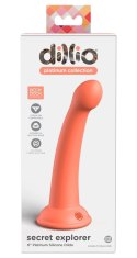 Dillio Platinum - Silikonowe Dildo Z Okrągłą Końcówką Secret Explorer 17,2 cm Pomarańczowe