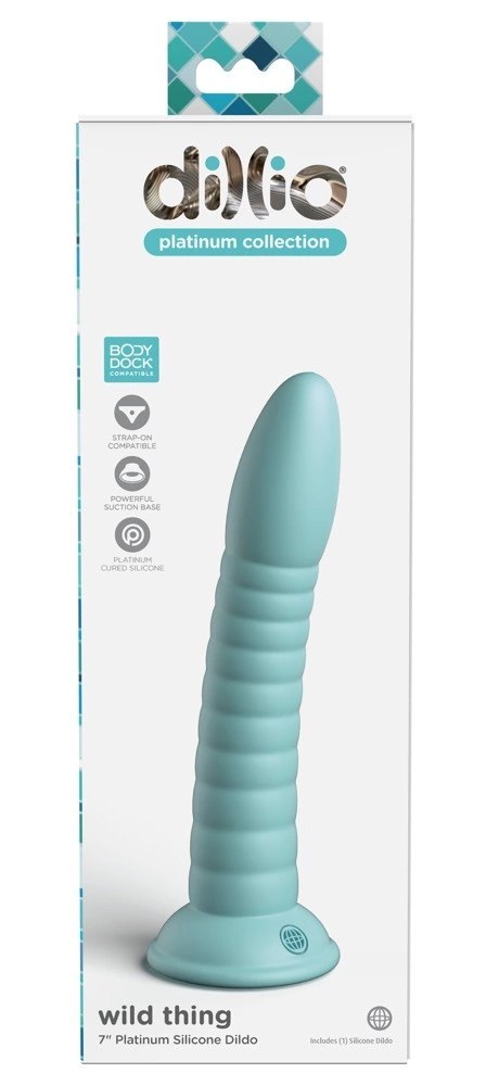 Dillio Platinum - Silikonowe Zakrzywione Dildo Z Rowkami 19,7 cm Wild Thing Turkusowe Dillio Platinum - Silikonowe Zakrzywione Dildo Z Rowkami 19,7 cm Wild Thing Turkusowe