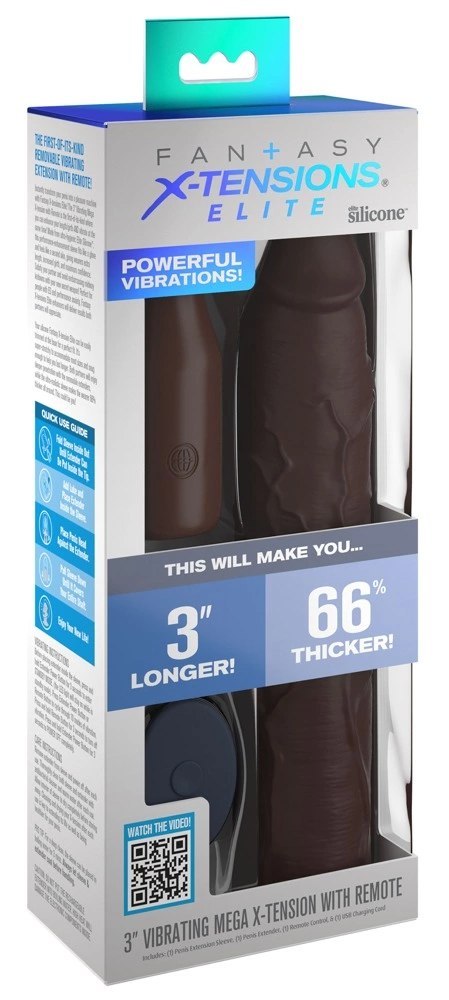 FXTE - Nakładka Na Penisa 66% Grubszy Penis + 7,6 CM Z Wibracjami Brązowy FXTE - Nakładka Na Penisa 66% Grubszy Penis + 7,6 CM Z Wibracjami Brązowy
