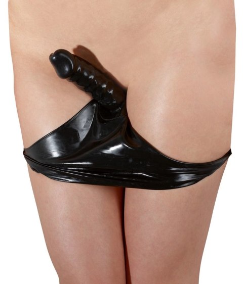 LATE X - Lateksowe Majteczki Z Dildo W Kroczu Czarne S LATE X - Lateksowe Majteczki Z Dildo W Kroczu Czarne S