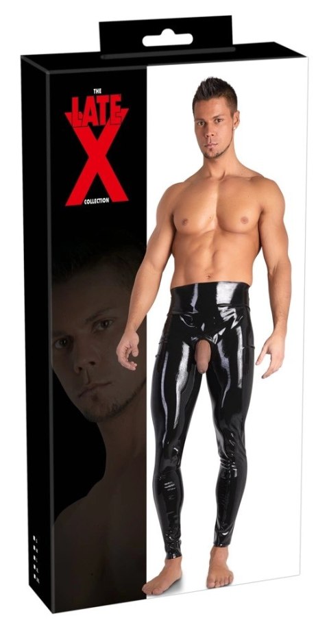 LATE X - Obcisłe Lateksowe Legginsy Z Otworem Na Penisa I Jądra Czarne XL LATE X - Obcisłe Lateksowe Legginsy Z Otworem Na Penisa I Jądra Czarne XL