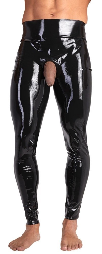 LATE X - Obcisłe Lateksowe Legginsy Z Otworem Na Penisa I Jądra Czarne XL LATE X - Obcisłe Lateksowe Legginsy Z Otworem Na Penisa I Jądra Czarne XL