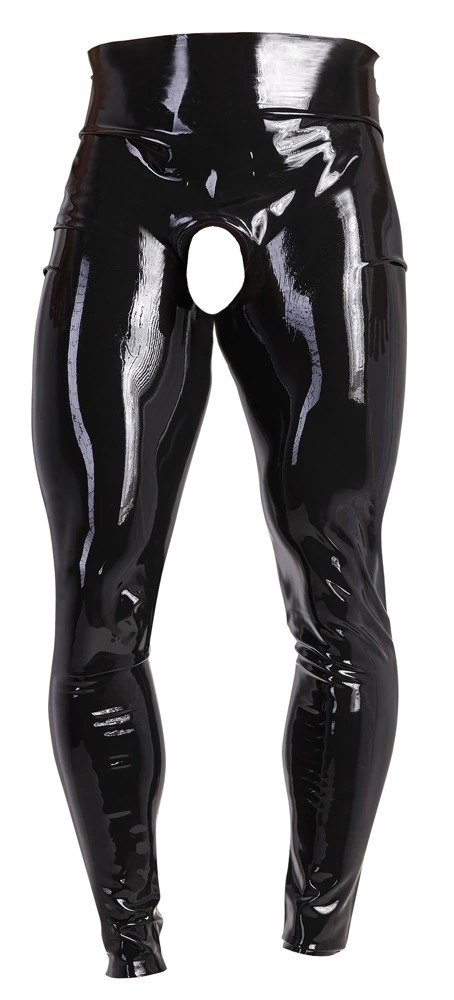 LATE X - Obcisłe Lateksowe Legginsy Z Otworem Na Penisa I Jądra Czarne XL LATE X - Obcisłe Lateksowe Legginsy Z Otworem Na Penisa I Jądra Czarne XL