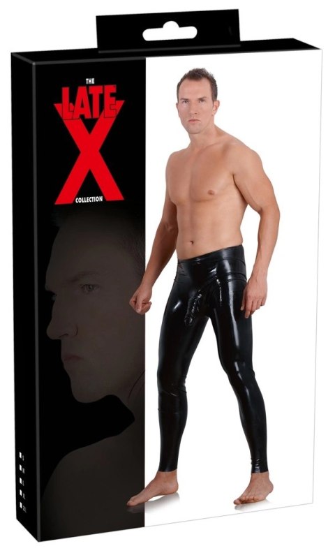 LATE X - Seksowne Lateksowe Męskie Legginsy Z Osłoną Na Penisa I Jądra Czarne 2XL LATE X - Seksowne Lateksowe Męskie Legginsy Z Osłoną Na Penisa I Jądra Czarne 2XL