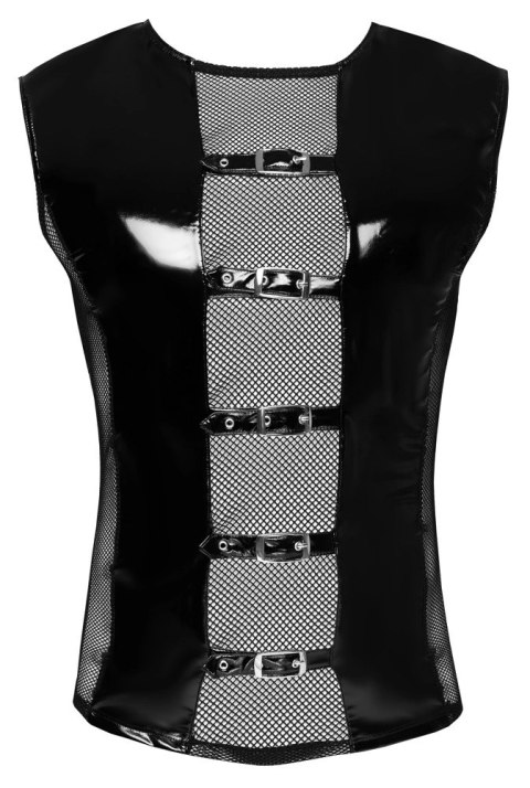 Black Level - Czarna Vinylowa Koszulka Bez Rękawów Z Siateczką 2XL Black Level - Czarna Vinylowa Koszulka Bez Rękawów Z Siateczką 2XL