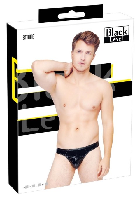 Black Level - Męskie Stringi Z Czarnym Połyskiem XL Black Level - Męskie Stringi Z Czarnym Połyskiem XL