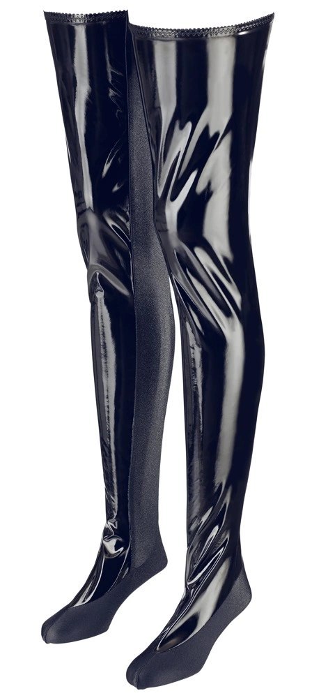 Black Level - Seksowne Vinylowe Pończochy Czarne S/M Black Level - Seksowne Vinylowe Pończochy Czarne S/M