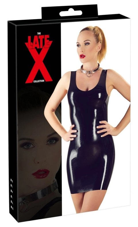 LATE X - Seksowna Obcisła Lateksowa Sukienka Mini Czarna 2XL LATE X - Seksowna Obcisła Lateksowa Sukienka Mini Czarna 2XL