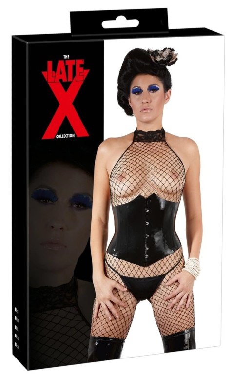LATE X - Seksowny Lateksowy Gorset Sznurowany Z Tyłu Czarny 2XL LATE X - Seksowny Lateksowy Gorset Sznurowany Z Tyłu Czarny 2XL