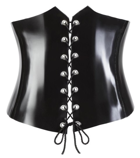 LATE X - Seksowny Lateksowy Gorset Sznurowany Z Tyłu Czarny 2XL LATE X - Seksowny Lateksowy Gorset Sznurowany Z Tyłu Czarny 2XL